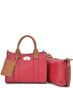 Faux Leather Mini Satchel Crossbody Bag WU061 RED